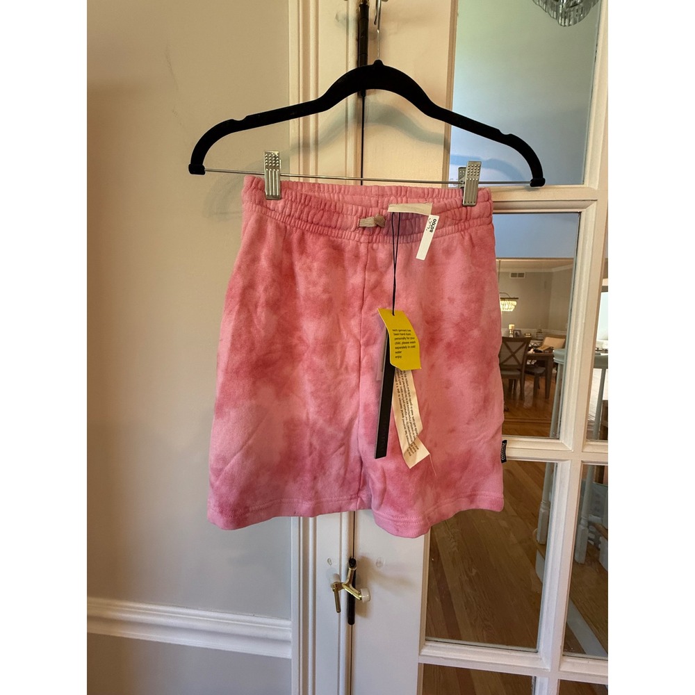 NUNUNU Kids Mega Tie Dye Sweatshorts Super Pink NU4460B Size 8-9Y NEW